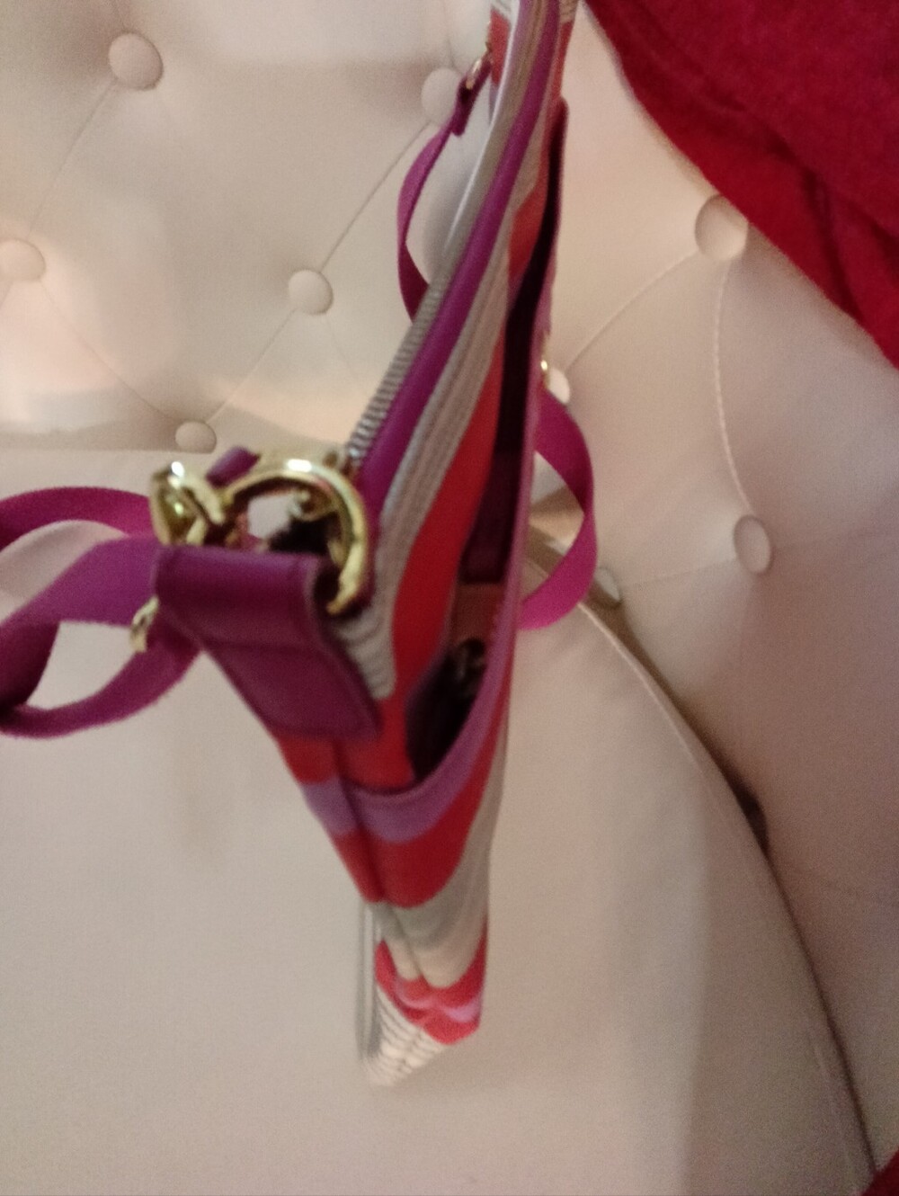 Fossil Striped Crossbody Shoulder Bag in Pink, Orange and Purple - Picture 5 of 11